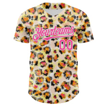Загрузить изображение в средство просмотра галереи, Custom Cream Pink-White Leopard Print Authentic Baseball Jersey