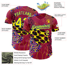 Load image into Gallery viewer, Custom Red Light Yellow-Thunder Blue Leopard Print Authentic Baseball Jersey