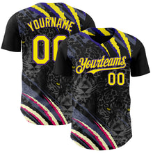 Загрузить изображение в средство просмотра галереи, Custom Black Light Yellow-Purple Leopard Print Scratch Authentic Baseball Jersey