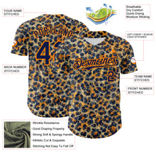 Laden Sie das Bild in den Galerie-Viewer, Custom Blue Navy-Bay Orange Leopard Print Authentic Baseball Jersey