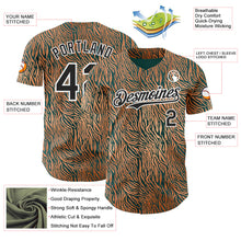 Laden Sie das Bild in den Galerie-Viewer, Custom Brown Black Green-White Zebra Stripe Print Authentic Baseball Jersey