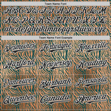 Laden Sie das Bild in den Galerie-Viewer, Custom Brown Black Green-White Zebra Stripe Print Authentic Baseball Jersey