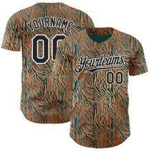 Laden Sie das Bild in den Galerie-Viewer, Custom Brown Black Green-White Zebra Stripe Print Authentic Baseball Jersey