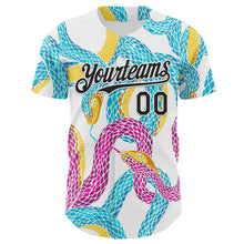 Laden Sie das Bild in den Galerie-Viewer, Custom White-Black Animal Snake Skin Authentic Baseball Jersey