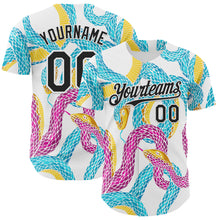 Laden Sie das Bild in den Galerie-Viewer, Custom White-Black Animal Snake Skin Authentic Baseball Jersey