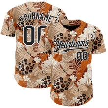 Load image into Gallery viewer, Custom Brown Black-White Leopard Print Tropical Jungle Authentic Baseball Jersey