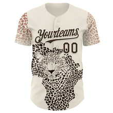 Load image into Gallery viewer, Custom Cream-Brown Leopard Print Authentic Baseball Jersey