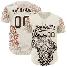 Load image into Gallery viewer, Custom Cream-Brown Leopard Print Authentic Baseball Jersey