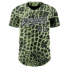 Charger l'image dans la galerie, Custom Green Black-White Crocodile Skin Authentic Baseball Jersey