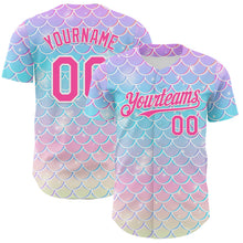 Load image into Gallery viewer, Custom Purple Pink Blue-White Mermaid Skin Authentic Baseball Jersey