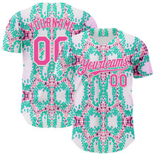 Load image into Gallery viewer, Custom White Pink-Green Snake Skin Authentic Baseball Jersey