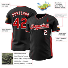 Laden Sie das Bild in den Galerie-Viewer, Custom Black Red-White Classic Color Block Side Panel Stripe Authentic Baseball Jersey