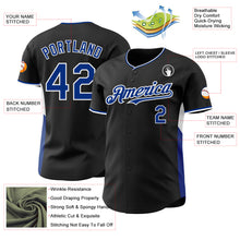 Загрузить изображение в средство просмотра галереи, Custom Black Royal-White Classic Color Block Side Panel Stripe Authentic Baseball Jersey