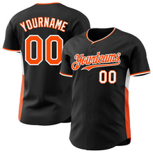 Load image into Gallery viewer, Custom Black Orange-White Classic Color Block Side Panel Stripe Authentic Baseball Jersey