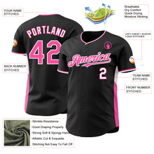 Загрузить изображение в средство просмотра галереи, Custom Black Pink-White Classic Color Block Side Panel Stripe Authentic Baseball Jersey