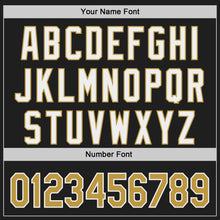 Загрузить изображение в средство просмотра галереи, Custom Black Old Gold-White Classic Color Block Side Panel Stripe Authentic Baseball Jersey