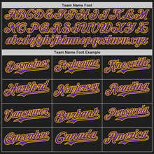 Load image into Gallery viewer, Custom Black Purple-Gold Classic Color Block Side Panel Stripe Authentic Baseball Jersey