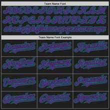 Charger l'image dans la galerie, Custom Black Purple-Teal Classic Color Block Side Panel Stripe Authentic Baseball Jersey