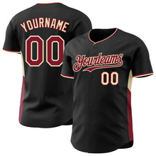 Laden Sie das Bild in den Galerie-Viewer, Custom Black Crimson-Cream Classic Color Block Side Panel Stripe Authentic Baseball Jersey