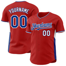 Laden Sie das Bild in den Galerie-Viewer, Custom Red Royal-White Classic Color Block Side Panel Stripe Authentic Baseball Jersey