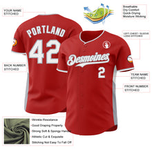 Laden Sie das Bild in den Galerie-Viewer, Custom Red White-Gray Classic Color Block Side Panel Stripe Authentic Baseball Jersey