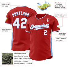 Load image into Gallery viewer, Custom Red White-Light Blue Classic Color Block Side Panel Stripe Authentic Baseball Jersey