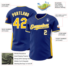 Загрузить изображение в средство просмотра галереи, Custom Royal Yellow-White Classic Color Block Side Panel Stripe Authentic Baseball Jersey