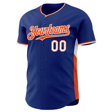 Charger l'image dans la galerie, Custom Royal Orange-White Classic Color Block Side Panel Stripe Authentic Baseball Jersey