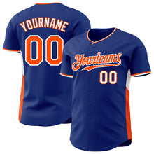 Charger l'image dans la galerie, Custom Royal Orange-White Classic Color Block Side Panel Stripe Authentic Baseball Jersey