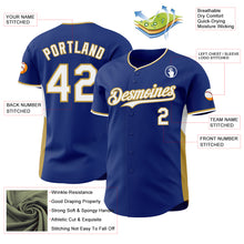 Charger l'image dans la galerie, Custom Royal White-Old Gold Classic Color Block Side Panel Stripe Authentic Baseball Jersey