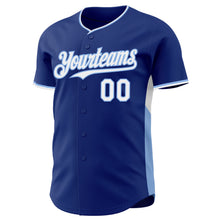 Laden Sie das Bild in den Galerie-Viewer, Custom Royal White-Light Blue Classic Color Block Side Panel Stripe Authentic Baseball Jersey