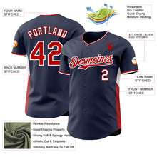 Load image into Gallery viewer, Custom Navy Red-White Classic Color Block Side Panel Stripe Authentic Baseball Jersey