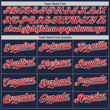 Load image into Gallery viewer, Custom Navy Red-White Classic Color Block Side Panel Stripe Authentic Baseball Jersey