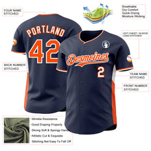 Laden Sie das Bild in den Galerie-Viewer, Custom Navy Orange-White Classic Color Block Side Panel Stripe Authentic Baseball Jersey