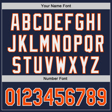 Laden Sie das Bild in den Galerie-Viewer, Custom Navy Orange-White Classic Color Block Side Panel Stripe Authentic Baseball Jersey