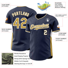 Laden Sie das Bild in den Galerie-Viewer, Custom Navy Old Gold-White Classic Color Block Side Panel Stripe Authentic Baseball Jersey