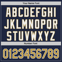Laden Sie das Bild in den Galerie-Viewer, Custom Navy Old Gold-White Classic Color Block Side Panel Stripe Authentic Baseball Jersey