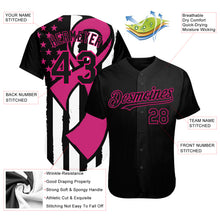 Загрузить изображение в средство просмотра галереи, Custom Black Hot Pink-White 3D Pink Ribbon Breast Cancer Awareness Month Women Health Care Support Authentic Baseball Jersey