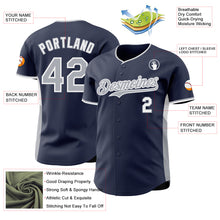 Charger l'image dans la galerie, Custom Navy Gray-White Classic Color Block Side Panel Stripe Authentic Baseball Jersey