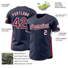 Загрузить изображение в средство просмотра галереи, Custom Navy Crimson-White Classic Color Block Side Panel Stripe Authentic Baseball Jersey