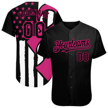 Загрузить изображение в средство просмотра галереи, Custom Black Hot Pink-White 3D Pink Ribbon Breast Cancer Awareness Month Women Health Care Support Authentic Baseball Jersey