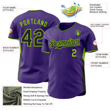 Charger l'image dans la galerie, Custom Purple Black-Neon Green Classic Color Block Side Panel Stripe Authentic Baseball Jersey