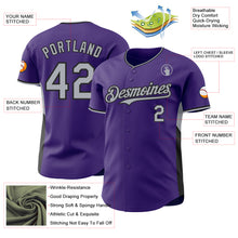 Load image into Gallery viewer, Custom Purple Gray-Black Classic Color Block Side Panel Stripe Authentic Baseball Jersey
