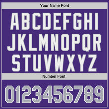 Load image into Gallery viewer, Custom Purple Gray-White Classic Color Block Side Panel Stripe Authentic Baseball Jersey