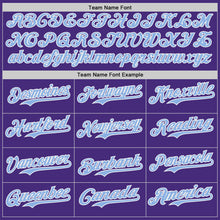 Charger l'image dans la galerie, Custom Purple Light Blue-White Classic Color Block Side Panel Stripe Authentic Baseball Jersey