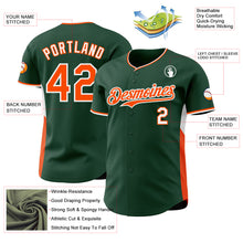 Laden Sie das Bild in den Galerie-Viewer, Custom Green Orange-White Classic Color Block Side Panel Stripe Authentic Baseball Jersey