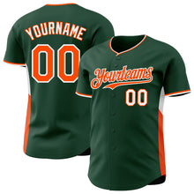 Laden Sie das Bild in den Galerie-Viewer, Custom Green Orange-White Classic Color Block Side Panel Stripe Authentic Baseball Jersey