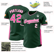 Laden Sie das Bild in den Galerie-Viewer, Custom Green Pink-White Classic Color Block Side Panel Stripe Authentic Baseball Jersey