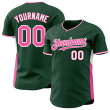 Laden Sie das Bild in den Galerie-Viewer, Custom Green Pink-White Classic Color Block Side Panel Stripe Authentic Baseball Jersey