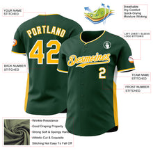 Laden Sie das Bild in den Galerie-Viewer, Custom Green Gold-White Classic Color Block Side Panel Stripe Authentic Baseball Jersey